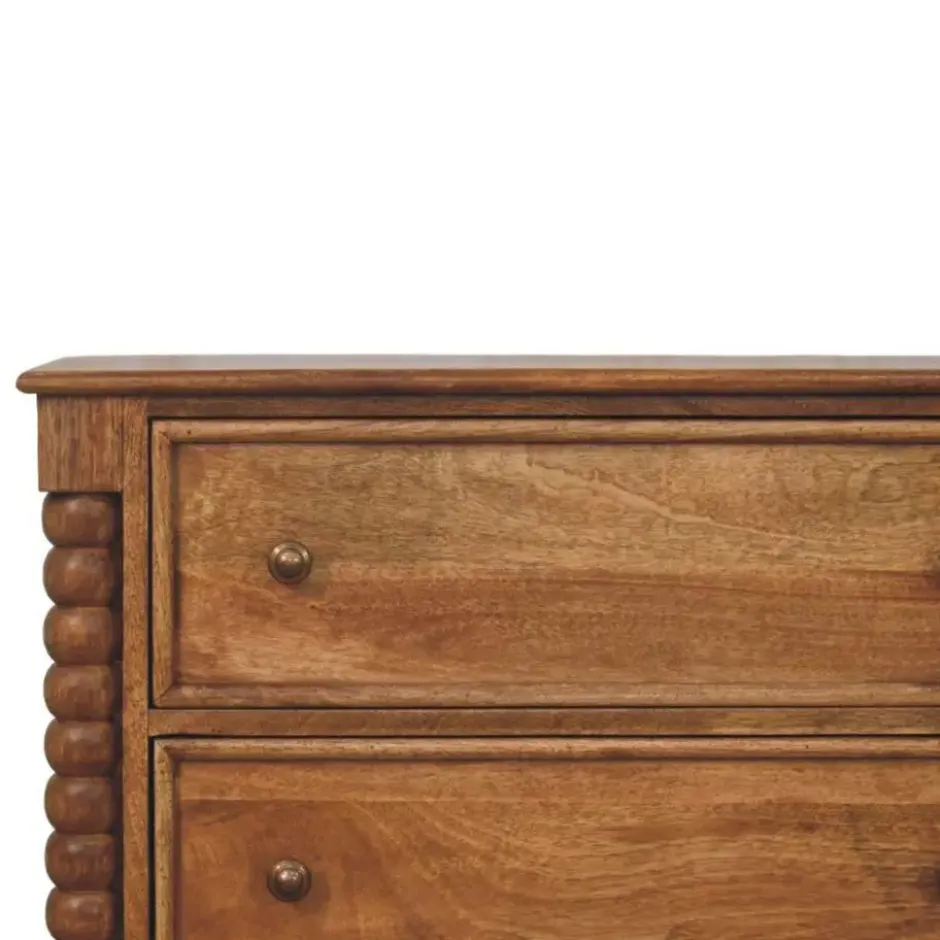Artisan Furniture Massief Hout Spindel Kast, 3 Lades, Beige