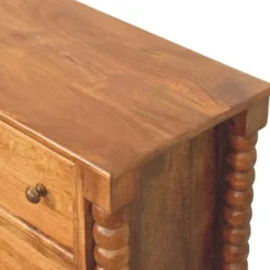 Artisan Furniture Massief Hout Spindel Kast, 3 Lades, Beige
