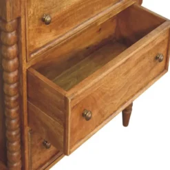Artisan Furniture Massief Hout Spindel Kast, 3 Lades, Beige