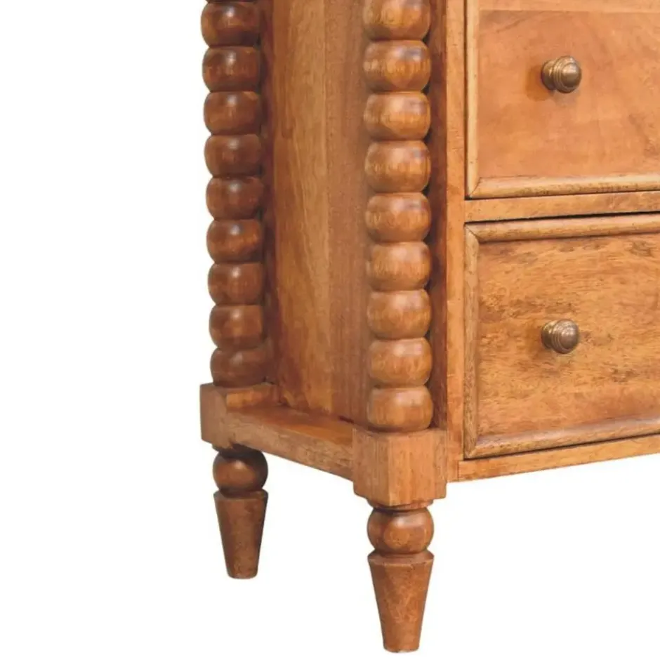 Artisan Furniture Massief Hout Spindel Kast, 3 Lades, Beige