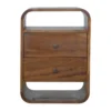 Artisan Furniture Massief Hout Chestnut Gebogen Nachtkastje met 2 Lades