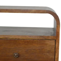 Artisan Furniture Massief Hout Chestnut Gebogen Nachtkastje met 2 Lades