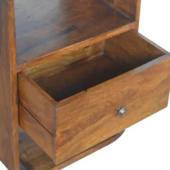 Artisan Furniture Massief Hout Chestnut Gebogen Nachtkastje met 2 Lades