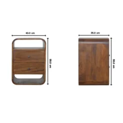 Artisan Furniture Massief Hout Chestnut Gebogen Nachtkastje met 2 Lades