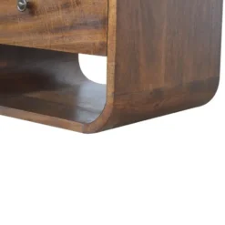Artisan Furniture Massief Hout Chestnut Gebogen Nachtkastje met 2 Lades