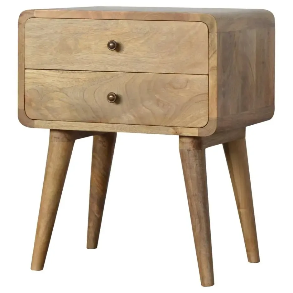 Artisan Furniture Massief Houten Gebogen Eiken Nachtkastje