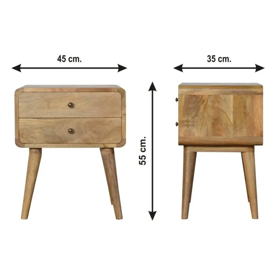 Artisan Furniture Massief Houten Gebogen Eiken Nachtkastje