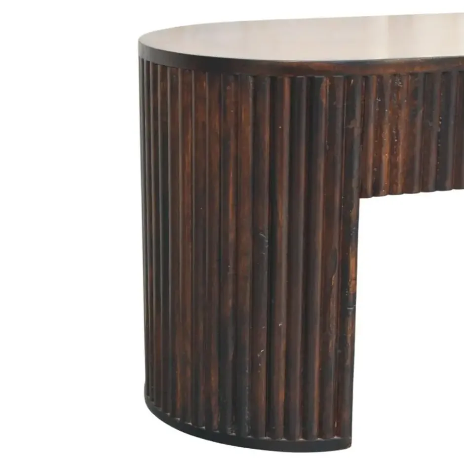 Artisan Furniture Massief hout Fluweel Mocha Geribbelde bank