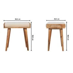 Artisan Furniture Massief Hout Bouclé Crème Voetenbank in Dienbladstijl