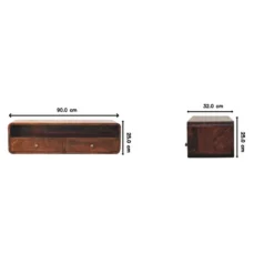 Artisan Furniture Massief Mangohouten zwevende open console California Walnut
