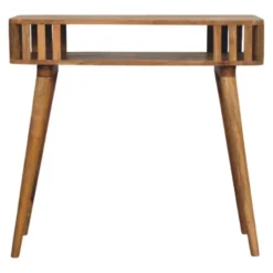 Artisan Furniture Massief Mangohouten console met latten, eikenlook