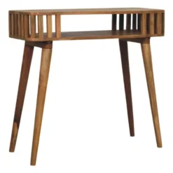 Artisan Furniture Massief Mangohouten console met latten, eikenlook
