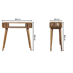 Artisan Furniture Massief Mangohouten console met latten, eikenlook