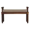 Artisan Furniture Massief Mangohouten Spindle bank met amber linnen