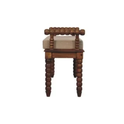 Artisan Furniture Massief Mangohouten Spindle bank met amber linnen