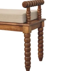 Artisan Furniture Massief Mangohouten Spindle bank met amber linnen