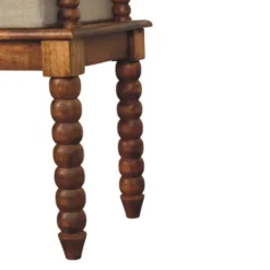 Artisan Furniture Massief Mangohouten Spindle bank met amber linnen