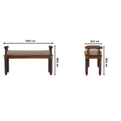 Artisan Furniture Massief Mangohouten Spindle bank met amber linnen