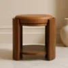 Artisan Furniture Massief Mangohouten Savoy kruk leer