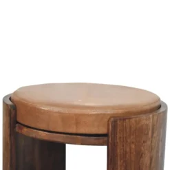 Artisan Furniture Massief Mangohouten Savoy kruk leer