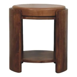 Artisan Furniture Massief Mangohouten Savoy kruk leer