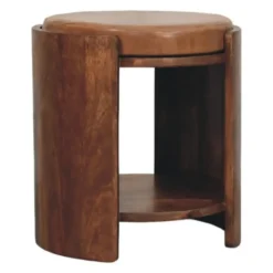 Artisan Furniture Massief Mangohouten Savoy kruk leer