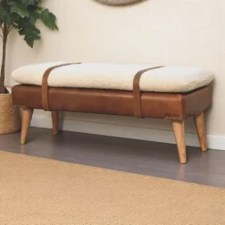 Artisan Furniture Solid hout Boucle Bank van Bankje