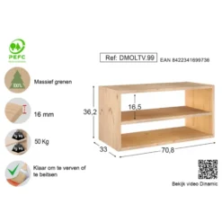 Astigarraga Dinamic Open kast - met plank - PEFC grenen - 71x36cm