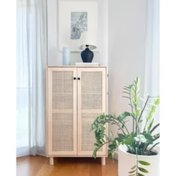 Astigarraga Wandkast Sense - 2 deuren - grenen en rotan