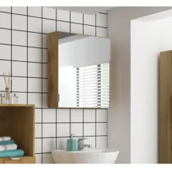 Atlas-Wandspiegelkast voor in de badkamer met 1 deur in eikenlook