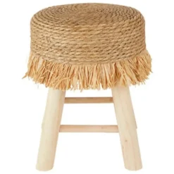Atmosphera Bijzet krukje model Yucatan - beige - H40 cm