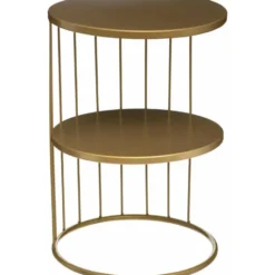 Atmosphera Bijzettafel Kobu - goud - metaal - rond