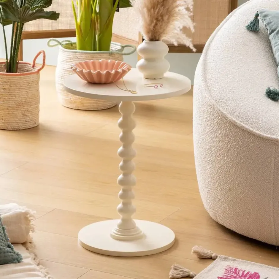 Atmosphera Bijzettafel/salontafel Alexa - ivoor - MDF hout - rond