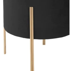 Atmosphera Bijzet/zit krukje Verona - metaal/stof - zwart - 40 cm