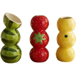 Atmosphera Bloemenvaas Fruity - citroen - geel - 9 x 20 cm
