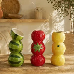 Atmosphera Bloemenvaas Fruity - citroen - geel - 9 x 20 cm