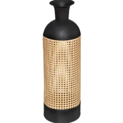 Atmosphera Bloemenvaas - zwart/beige - gietijzer - 18 x 60 cm