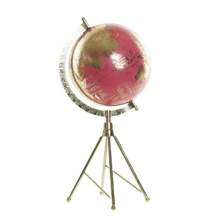 Atmosphera Decoratie wereldbol / globe - roze / goud - 19 x 17 x 38 cm