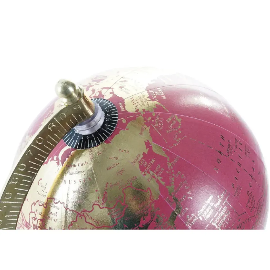 Atmosphera Decoratie wereldbol / globe - roze / goud - 15 x 13 x 23 cm