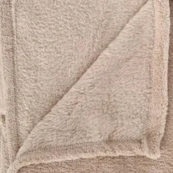 Atmosphera Fleece deken/plaid harig - beige - 180 x 230 cm
