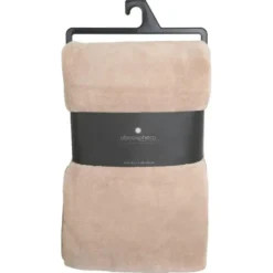 Atmosphera Fleece deken/plaid harig - beige - 180 x 230 cm