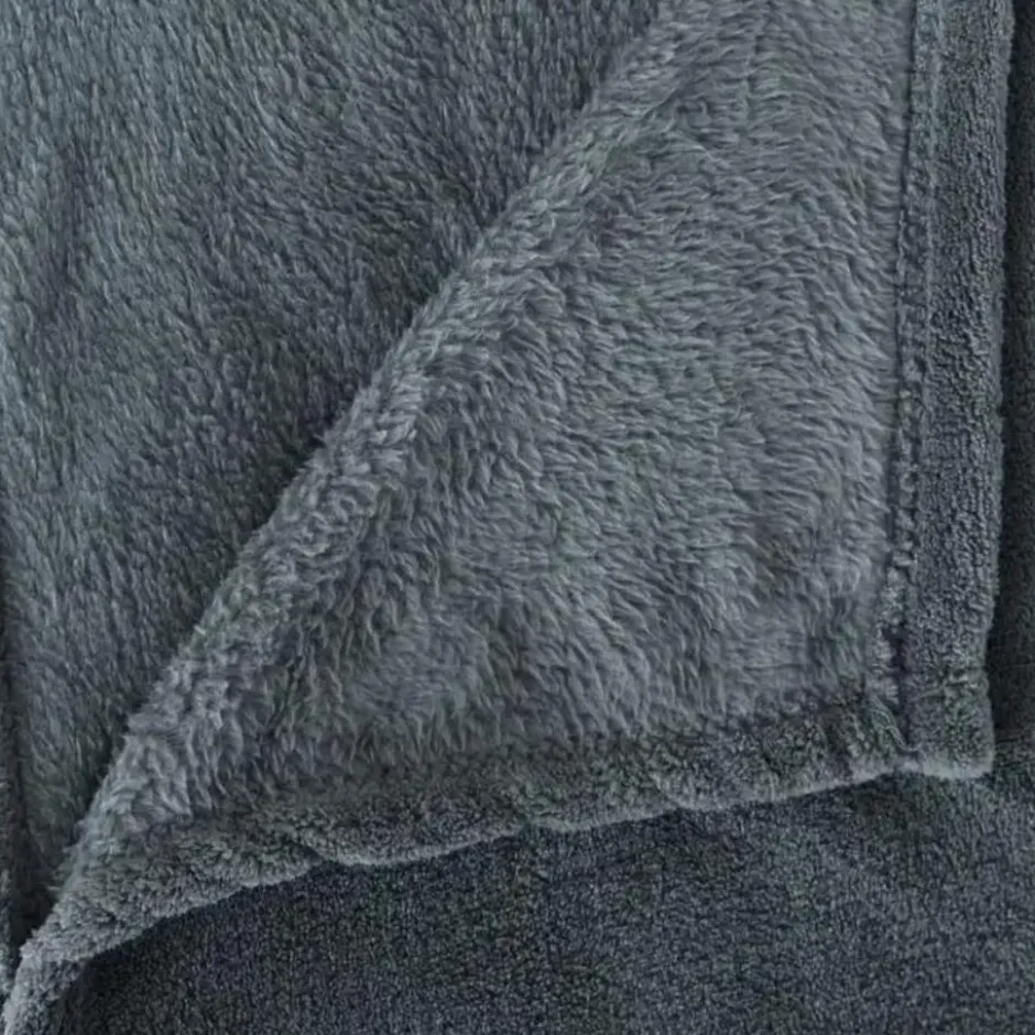 Atmosphera Fleece deken/plaid - petrol blauw - 180 x 230 cm