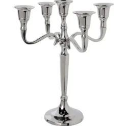 Atmosphera kaarsen kandelaar - 5 armen - metaal - zilver - 28 cm