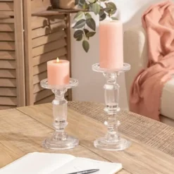 Atmosphera kaarsen kandelaar - stompkaarsen - glas - 19 cm