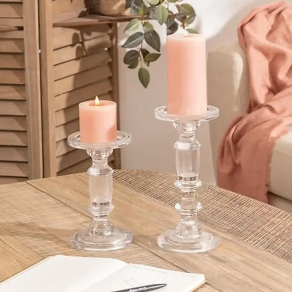 Atmosphera kaarsen kandelaar - stompkaarsen - glas - 19 cm