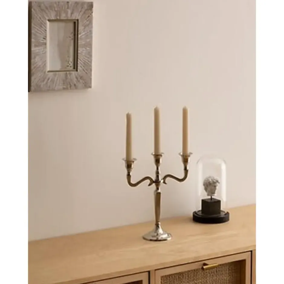 Atmosphera kaarsen kandelaar - 3 armen - metaal - zilver - 27 cm