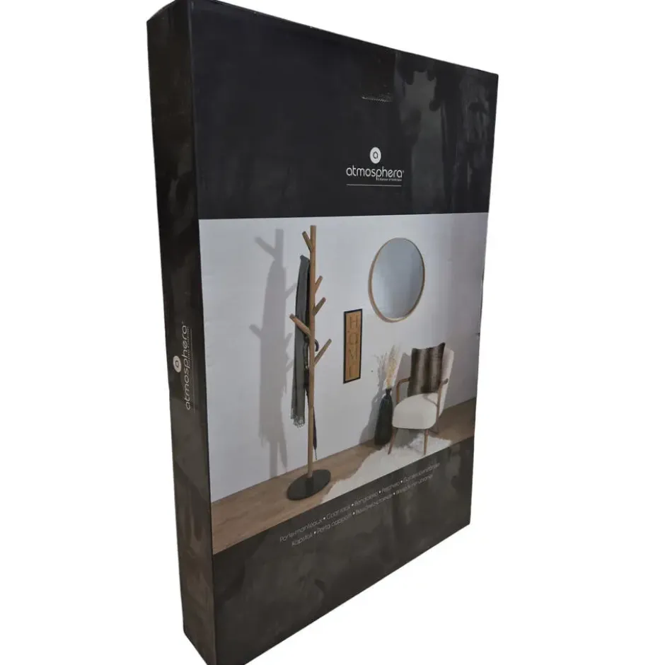 Atmosphera Kapstok - lichtbruin/zwart - hout - 8-haken - H178 cm