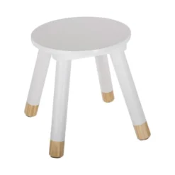Atmosphera Kinder bijzet krukje - ivoor wit - hout - D24 x H27 cm