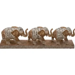 Atmosphera Olifantjes dierenbeeldje - bruin - 46 x 7,5 x 13 cm