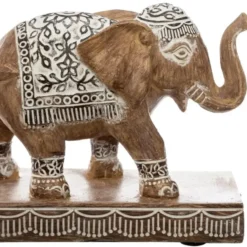 Atmosphera Olifantjes dierenbeeldje - bruin - 46 x 7,5 x 13 cm